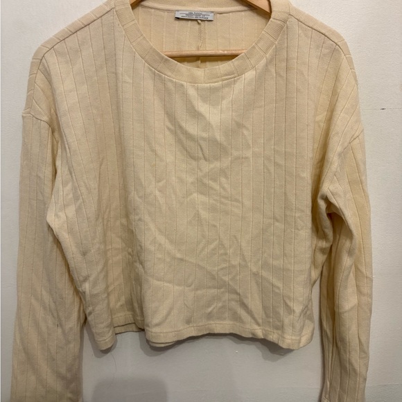 Zara Beige Ribbed Long Sleeve Top - Picture 3 of 5
